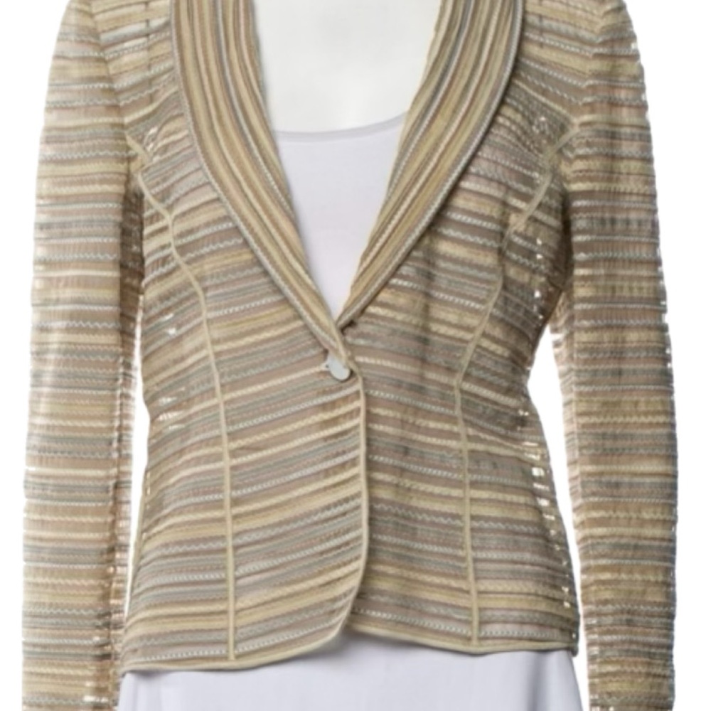 Giorgio Armani Striped Beige Women's Jacket Sz 8, IT 44